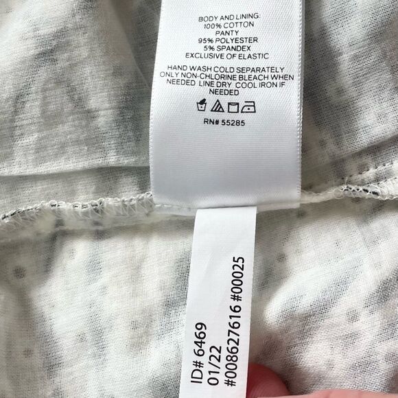 Express Palm Print Eyelet Puff Sleeve Tie Neck Thong Bodysuit Size XL - Picture 6 of 9